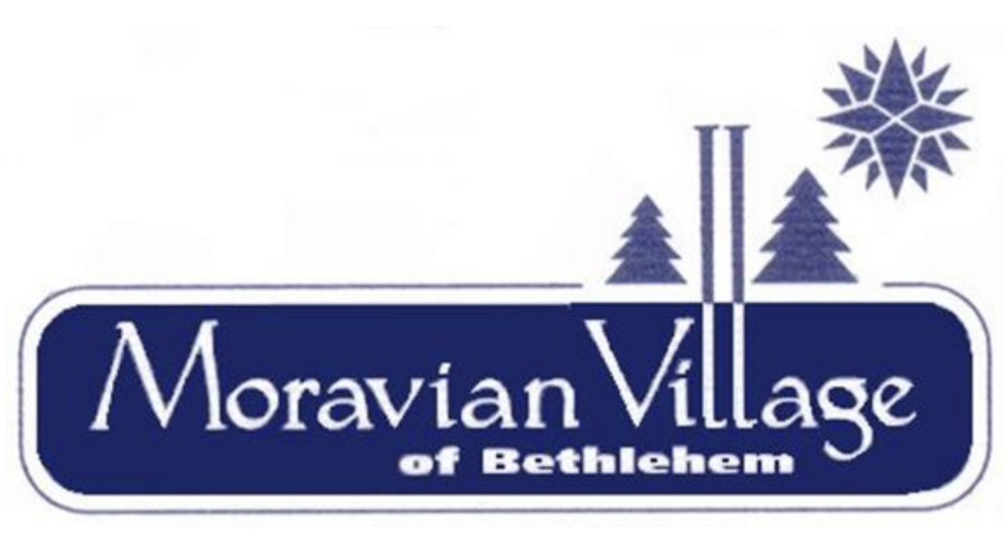  Moravian Village of Bethlehem long logo, with trees and a sun that appears like a star
